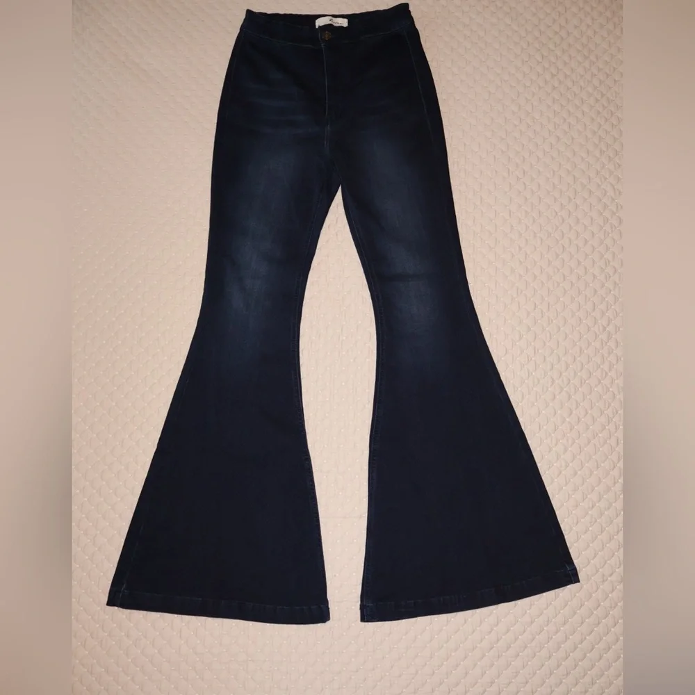 KanCan High-Rise Women's Dark Blue Flare Jeans - Picture 1 of 6